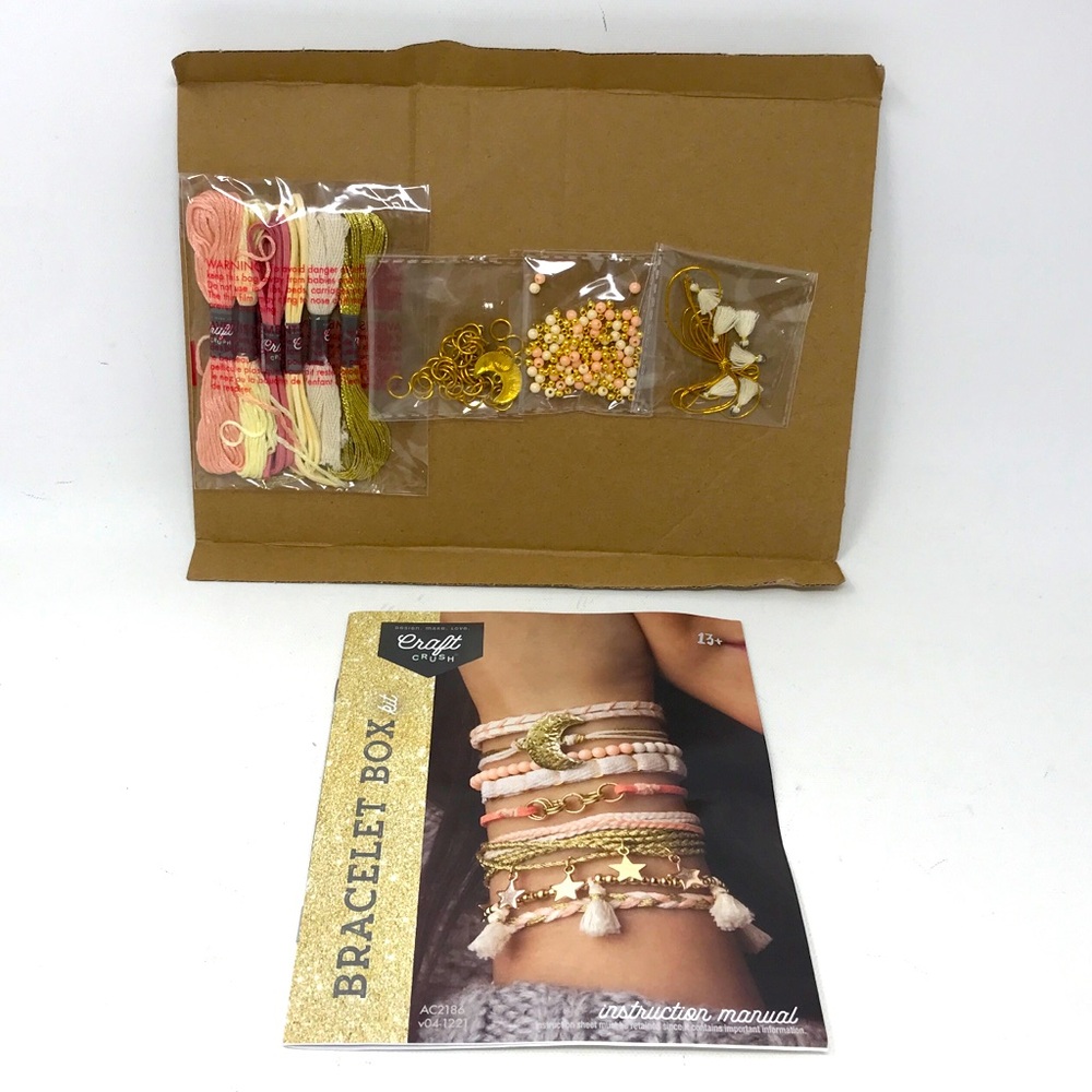 Craft Crush Bracelet Making Kit - Makes 8 Bracelets  -Coral, Cream, Gold